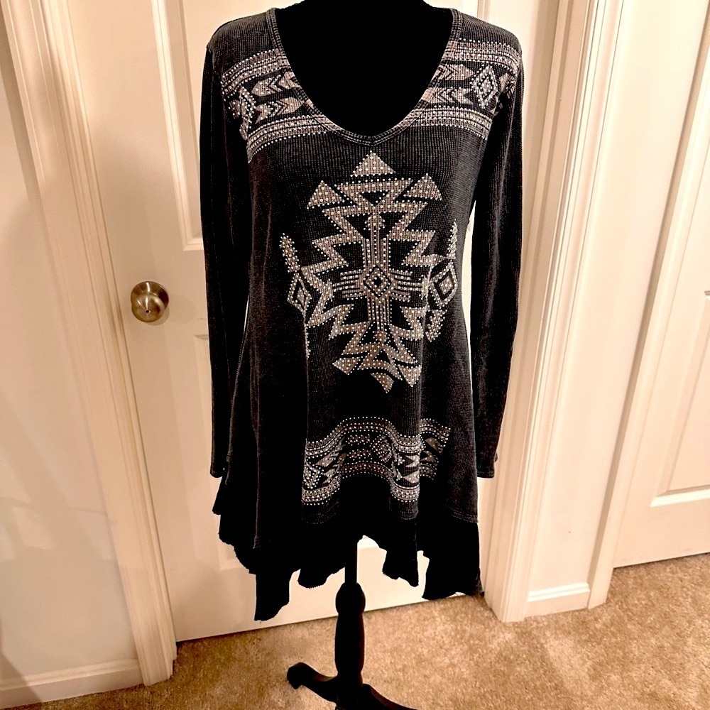 Talk about Western Bling’n Texas! Thermal long sleeve Tunic - 1X